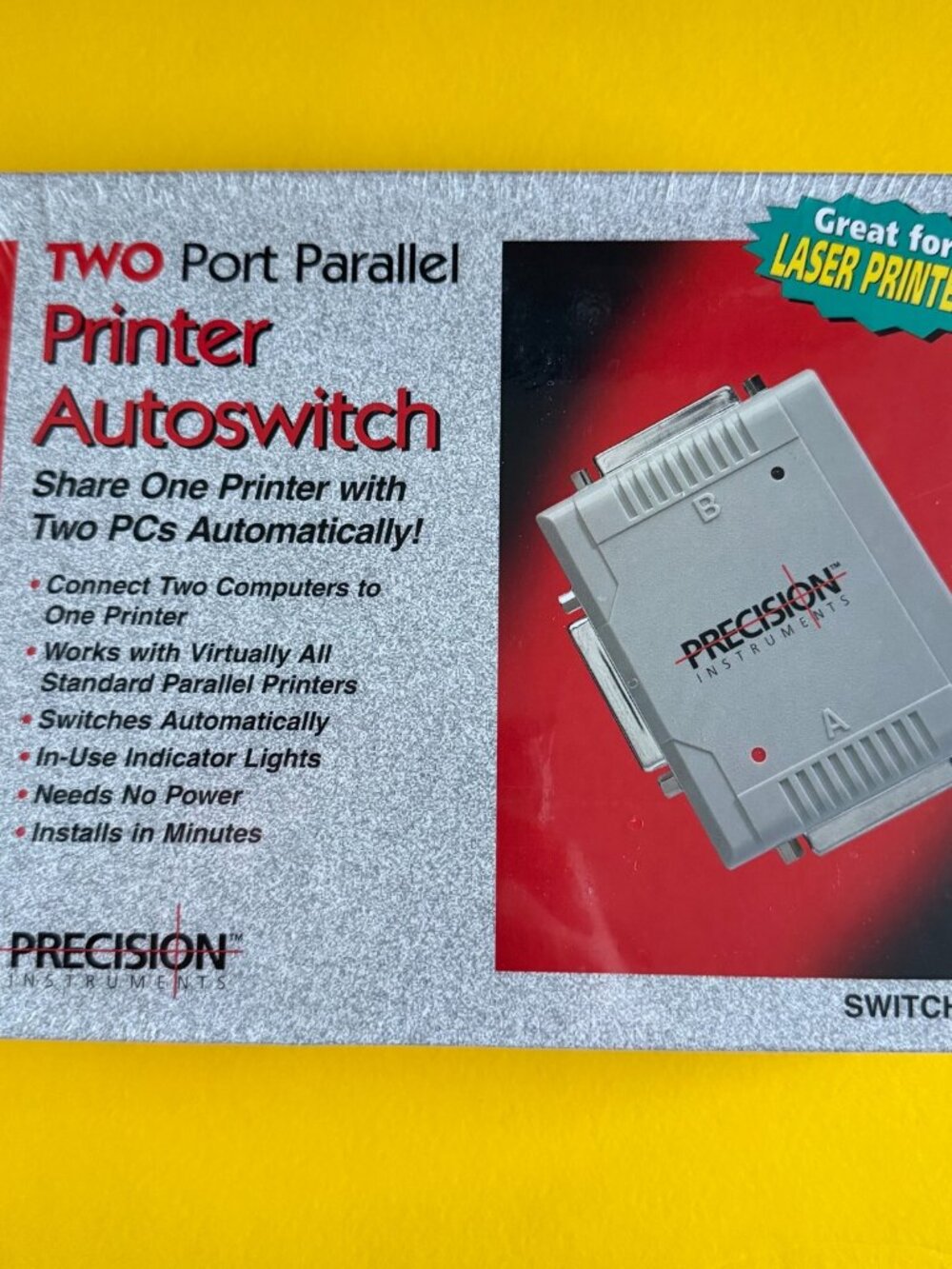 NEW Precision Instruments Two Port Parallel Printer Autoswitch Gray SWITCH2AC